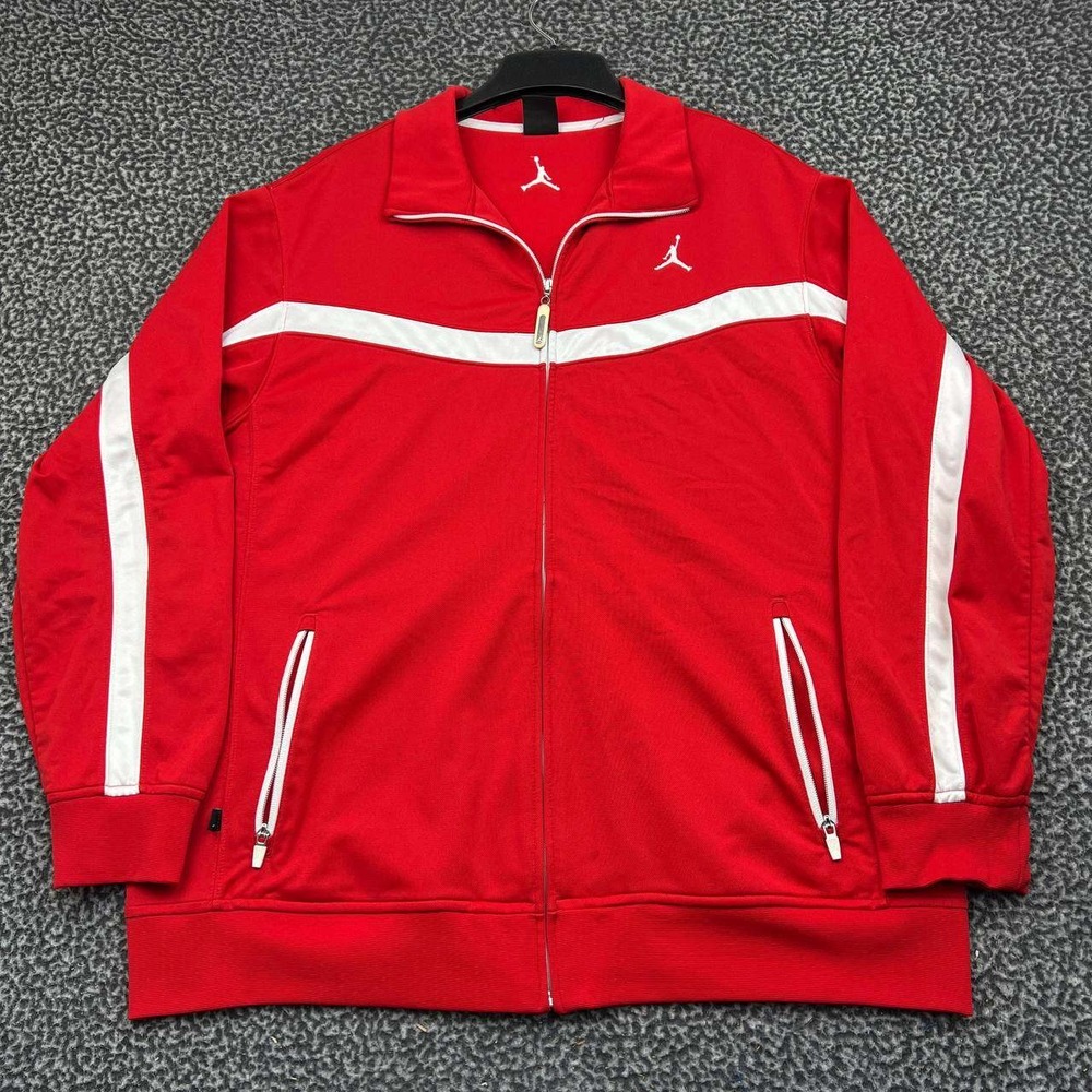 Air Jordan Track Jacket Men Large Red White Jumpman Full Zip Long Sleeve L